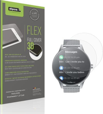dipos FLEX – 2x Matte Screenprotector geschikt voor TAOLOON Smartwatch 1.27 Zoll | Volledige Schermbescherming | Case-Friendly