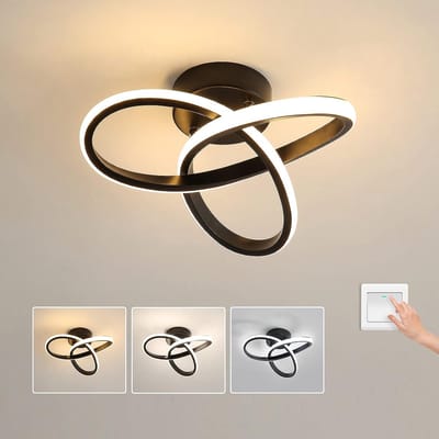 Riserva LED Plafondlamp Design - 22W - 2475 lm - 3 Lichtkleuren 3000K/4500K/6500K - Zwart - Moderne Plafonnière voor Woonkamer, Slaapkamer en Keuken