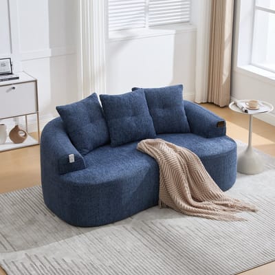 MODFU 2-Zitsbank - Diepe Zitting - Eigentijdse Stijl - Woonkamer - Chenille - Blauw - 164 X 92 X 60 Cm