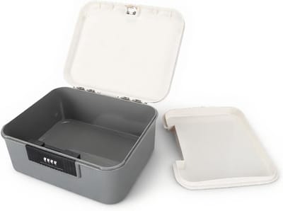 Opbergkoffer met slot - Documenten organizer - Veilig opbergen - Combinatieslot beveiliging - 9 liter capaciteit - Grijs