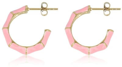 My Bendel - Oorsteker Goudkleurig met Roze Epoxy - Roze Epoxy Goudkleurige Oorsteker: Elegant en Uniek Design - met Luxe Cadeauverpakking | Sieraden Voor Dames