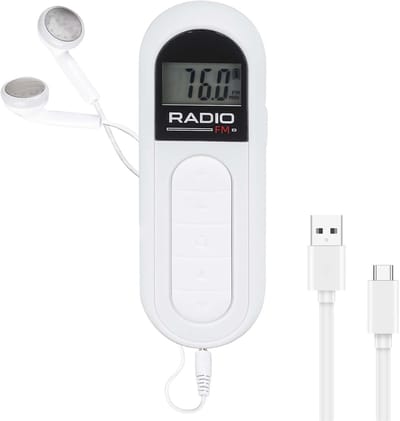 Draagbare mini-radio met FM-ontvangst, oplaadbaar en lichtgewicht, ideaal voor onderweg, joggen en wandelen