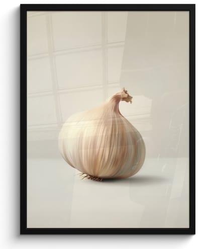 Fotolijst inclusief poster - Posterlijst 50x70 cm - Posters - Knoflook - Natuurlijk - Beige - Foto in lijst - Keuken decoratie muur - Wanddecoratie accessoires - Muurdecoratie - Schilderijen