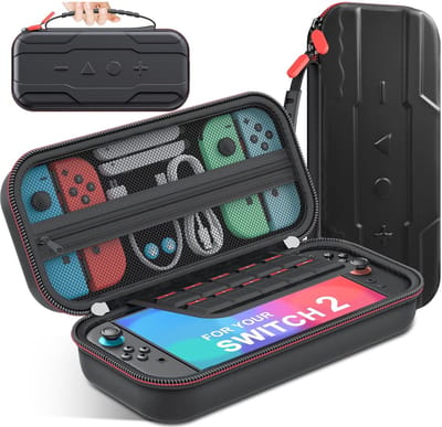 Case Geschikt voor Nintendo Switch 2 - Met opbergvak voor 10 games - Hoesje Geschikt voor Switch 2 - Waterdicht en schokbestendig - Zwart