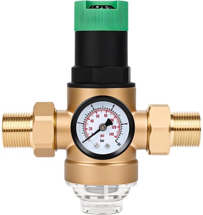 GELLDG Drukregelaar - Waterdrukregelaar - 3/4 inch waterdrukregelklep - Met manometer en filter - Messing - Geschikt voor residentieel, bouw- en industrieel gebruik