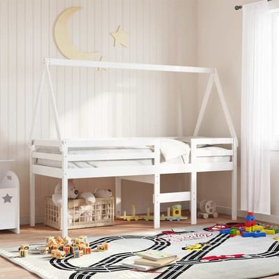 vidaXL - Kinderbedhuisje - 209x95,5x88 - cm - massief - grenenhout - wit