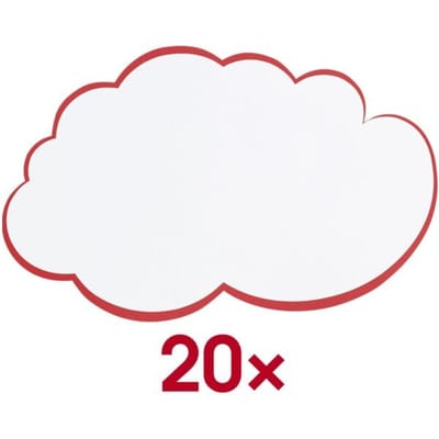 Merkloze Presentatiekaarten Wolkvormig 25x42cm - 20 Stuks Wit/Rood