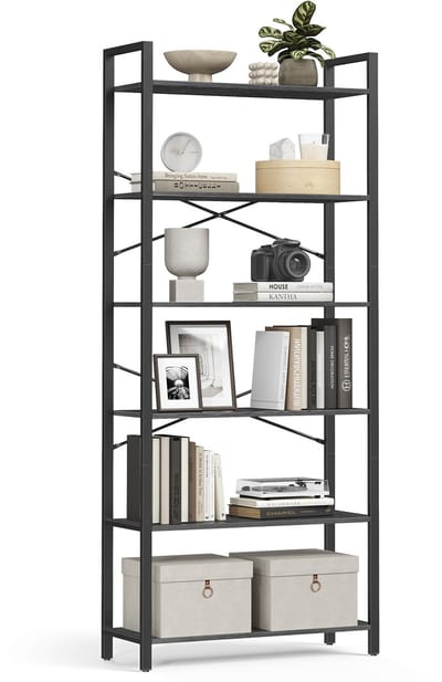 VASAGLE - Boekenkast - Met 6 Lagen - Vrijstaand - Stalen Frame - Voor Woonkamer Slaapkamer Kantoor