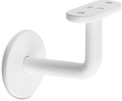 Witte trapleuninghouder Model D – Vlak zadel – Blinde bevestiging (incl. bevestigingsmateriaal)
