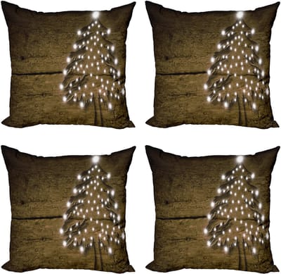 New Bed Kerstmis Bokeh-ornamenten op de boom Decoratieve Sierkussenhoes Set van 4 voor Bank Slaapkamer Woonkamer, 46cm x 46cm Gedrukte Kussenhoes