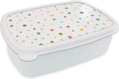 Broodtrommel Wit - Lunchbox - Brooddoos - Verf - Patroon - Stippen - 18x12x6 cm - Volwassenen