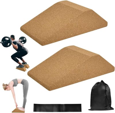 Set van 2 Korken Kniebochten, Calf Stretcher en Yoga Blokken voor Spierverlenging en Ontspanning