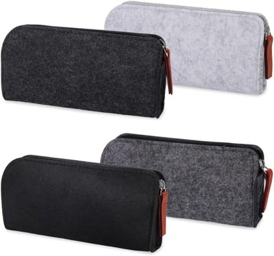 SnelShoppen - Multifunctionele Felt Folder Set van 4 Stuks - Lichtgrijze Gevoerde Pennenbakken van Wolvilt voor Schoolbenodigdheden, Make-up, Pennen e