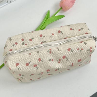 Kleine Frisse Bloemen Pennenzak Grote Capaciteit Etui Multifunctionele Opbergtas voor Schrijfwaren Student School Organizer Benodigdheden