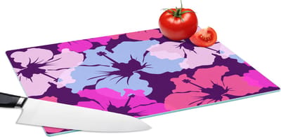 Glazen Snijplank - 39x28 - Pastel - Hibiscus - Bloem - Hawaii - Design - Snijplanken Glas