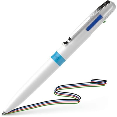 Schneider balpen - Take 4 - penpunt M - wit/licht blauw - 4-kleuren balpen - S-138049