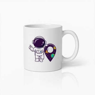 Schattige Astronaut met Ruimte Locatie Pin Mok – Leuk Galactisch Koffiekopje