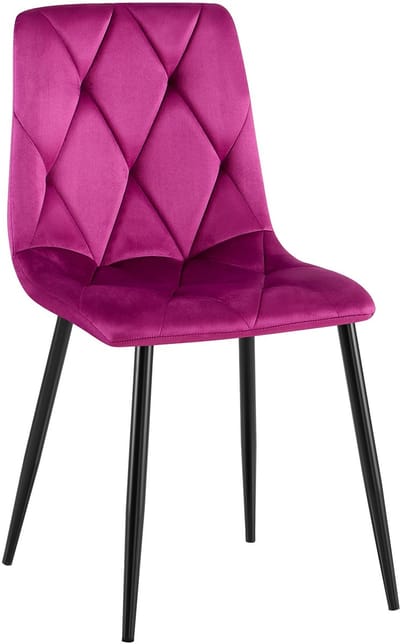 CLP Clairton Eetkamerstoel - klassiek - met zwart metalen frame - Belastbaar tot 150 kg - fluweel - Velvet - Fluweel/purper