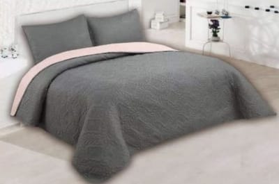 Luxe bedsprei set - Bedsprei 240x250 - Kussensloop 2x 50x70 - Dun voor de zomer - grijs