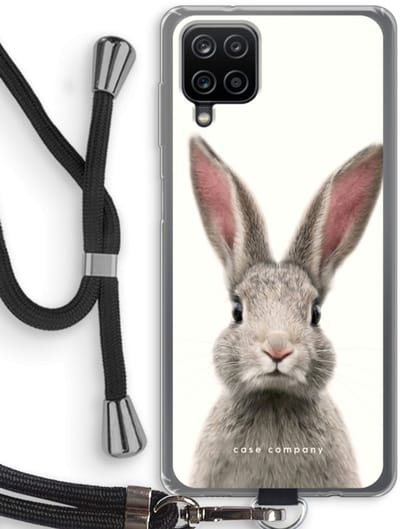 Case Company® - Hoesje met koord geschikt voor Samsung Galaxy A12 hoesje met Koord - Daisy - Telefoonhoesje met Zwart Koord - Bescherming aan alle Kanten en Over de Schermrand