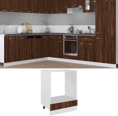 Ovenkast Keuken - Hoge Keukenkast - Magnetron Plaatsen - Verstelbare Poten - 60x46x815 cm - Eikenbruin