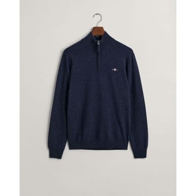 Gant Trui Superfijne Lamswol Half-Zip Dark Navy Melange / male