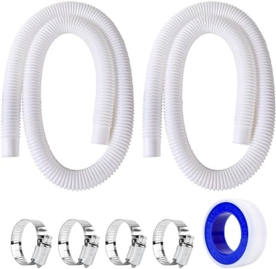 2pcs Pool Hose 32mm - Flexibele Slang voor Zwembadpomp - Inclusief 4 Stuks Veiligheidsclips voor Filterpomp en Zwembad