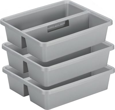 Sunware organiser - 3 stuks - kunststof - 44 x 35 cm - grijs - 2 vakken