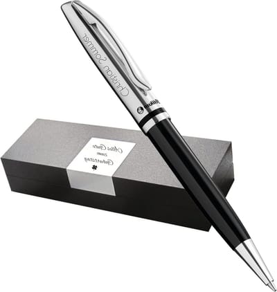 Gepersonaliseerde Balpen - Schrijfgerei met Gravure - Uniek Cadeau Geven - Met Persoonlijke Tekst - 13.6 cm Lengte - Zwart