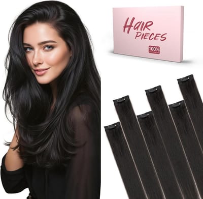Echt Remy Menselijk Haar Clip-in Extensions 45 cm Glad Onzichtbaar Zwart