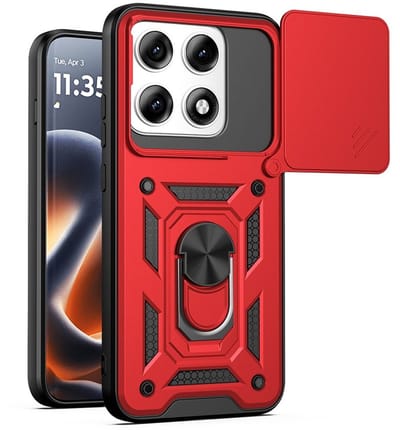 MobyDefend Hoesje - Geschikt voor Motorola Edge 70 Pro - Pantsercase Met Draaibare Ring - Rood