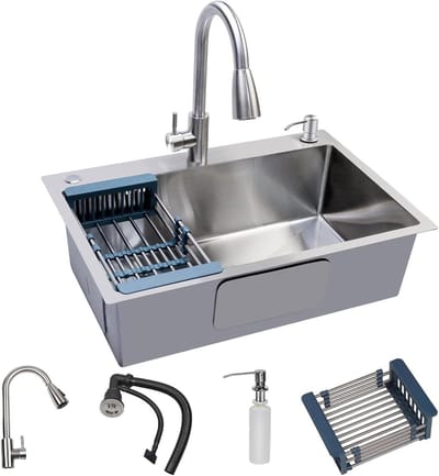 Inloopgootsteen Enkele Kom - Boerderij Spoelbak - Keuken Werkstation - Nano-Coating Technologie - 60x45cm - Roestvrijstaal