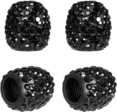 Ventieldopjes, Handgemaakte Strass Glitter Autobanddoppen Bling Ventieldopjes voor Auto's, Vrachtwagens, Motorfietsen (Zwart)