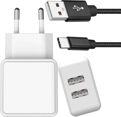 Usb Adapter 2 Poorten + usb C Kabel 1 Meter - Oplader voor Libra Colour, Clara BW, Elipsa 2E, PocketBook Era en usb C Tablets - GSM / Mobiele Telefoon / E-reader Oplader