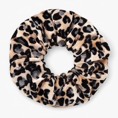 Lajetti - Velvet Scrunchie Panterprint Beige/Grijs – Haar Scrunchie Dames Zachte Haarwokkel