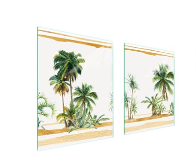 TMK ArtDeko - Snijplank - Beschermende Glazen Plaat - 85x52 cm - Palmenprint