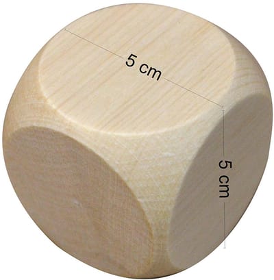 Dailygoods- Houten Dobbelstenen 5 x 50 mm - Eco-vriendelijk - Zeszijdig - Blank Hout - Handgemaakt - Perfect Cadeau