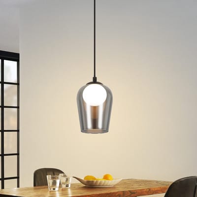 NETTLIFE Hanglamp Glas - G9 Fitting - boog Design - rookgrijs - Vintage Eetkamerlamp - In hoogte verstelbaar 120CM - voor Woonkamer | Slaapkamer | Eettafel - Max.40W-excl. lichtbron