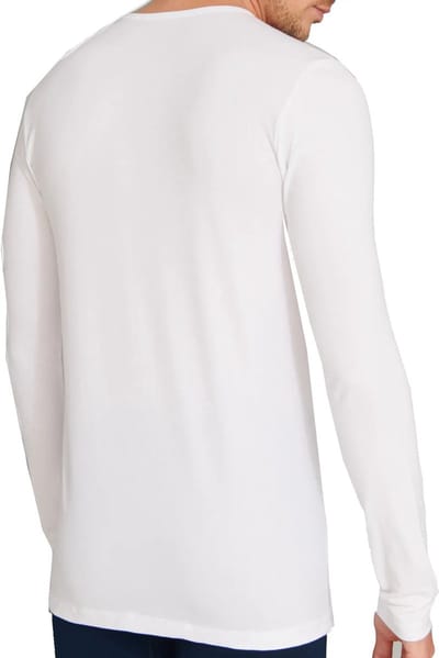 Heren shirt Lange mouw - 100% katoen - Aansluitend ondershirt mannen - Wit / M