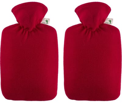 Warmwaterkruik - 2x - 1,8 liter - rood - fleece hoes - kruiken