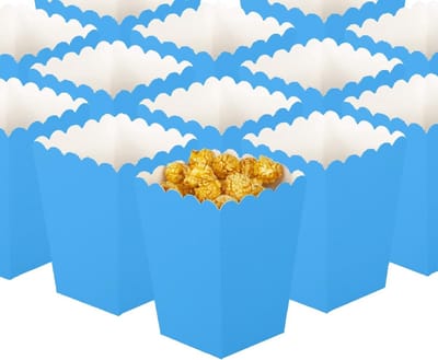 Dailygoods- Popcorndozen 50 stuks - Kartonnen Snoepdozen - Herbruikbare Snackcontainers - Eenvoudig Opvouwbaar - Golfpatroon - Perfect voor Feestjes