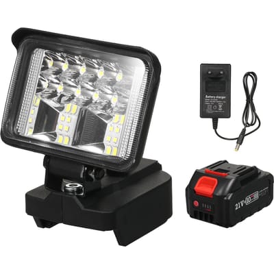 3 inch LED-werklamp voor 21V lithiumbatterijen Super heldere buitenverlichting 120 graden rotatie 1 Battery & EU Plug zwart