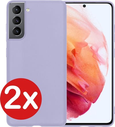 Hoesje - 2 Stuks - Geschikt voor Samsung Galaxy S21 - Sterk & Shockproof - Telefoonhoes - Back Cover - Case Siliconen - Telefoon Hoes - Lila