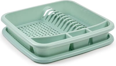 Plastic Forte Afdruiprek - met lekbak - groen - 39 x 39 cm - Afwasrek - Afdruiprekken