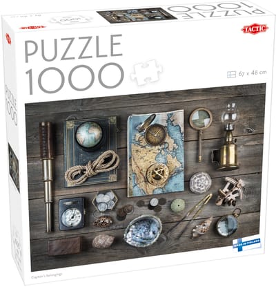 Tactic Captain’s Belongings – Puzzel – 1000 stukjes – Maritieme Ontdekkingsobjecten – Vintage Navigatie en Avontuur – Hoogwaardige Scandinavische Kwaliteit
