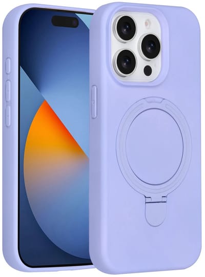 Backcover Hoesje Geschikt voor: iPhone 15 Pro Volledig Dekkende Schokbestendige Siliconen Backcover met Ringstandaard – 360° Bescherming - Lila