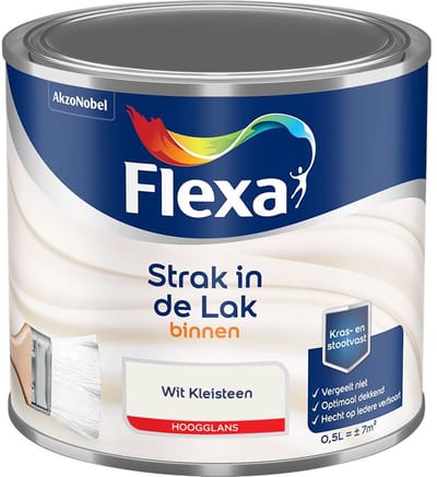 Flexa - Strak In De Lak Binnenlak Hoogglans - Wit Kleisteen - Mengverf - 500 Ml