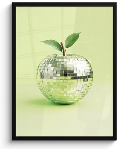 Fotolijst inclusief poster - Posterlijst 50x70 cm - Posters - Groen - Disco - Decoratie - Appel - Foto in lijst - Keuken decoratie muur - Wanddecoratie accessoires - Muurdecoratie - Schilderijen