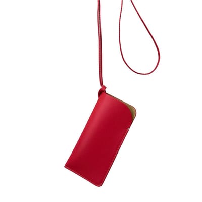 Rood brillenetui met nekband - unisex opbergtasje - geschikt voor zonnebrillen en brillen - zacht en lichtgewicht - afmetingen 16 x 8 cm