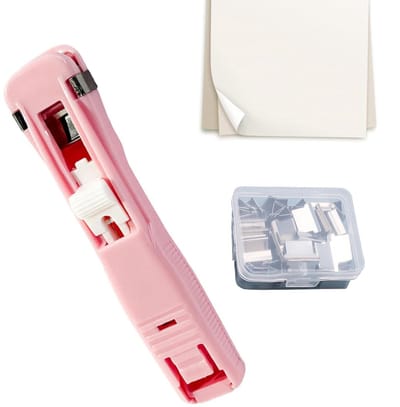 Nietmachine Zonder Nietjes - Papierbinder - Documenten Binden - Drukknop Mechanisme - 45 Vellen - Roze